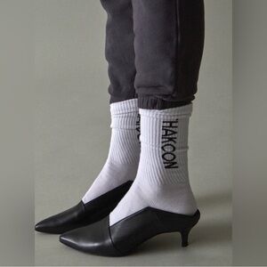 Thakoon Black Leather Kitten Heel Mules 37 NWT NWB